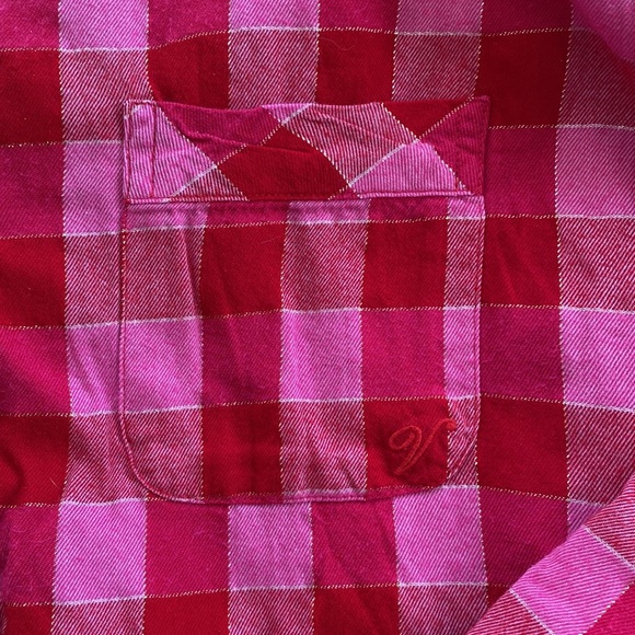 Victoria’s Secret size MEDIUM red pink and gold glitter throughout flannel PJs - Picture 3 of 11